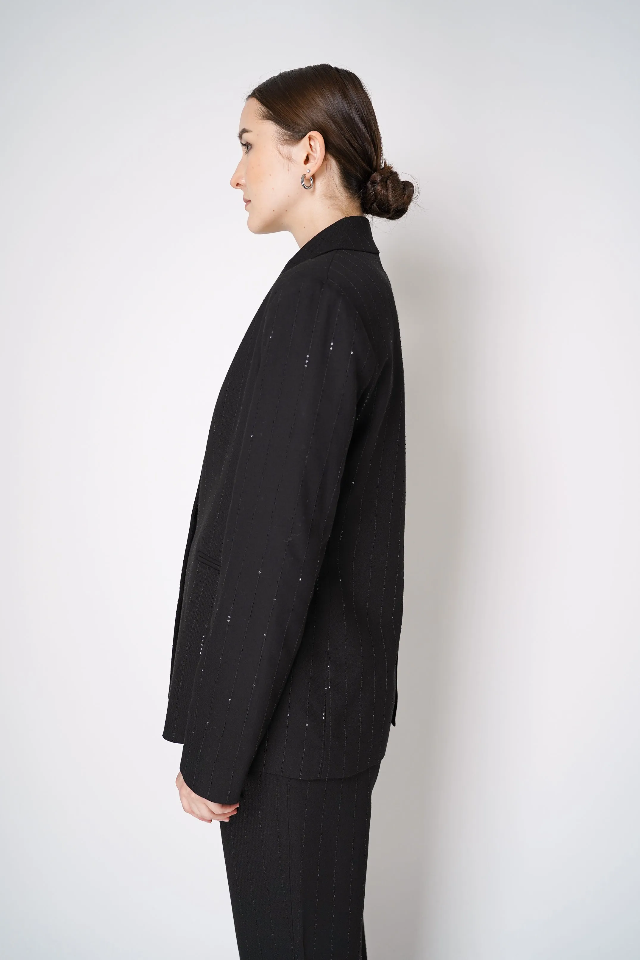 Antonelli Ginestra Sequined Wool Blend Blazer in Black