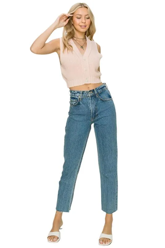 Button Up Cropped Vest
