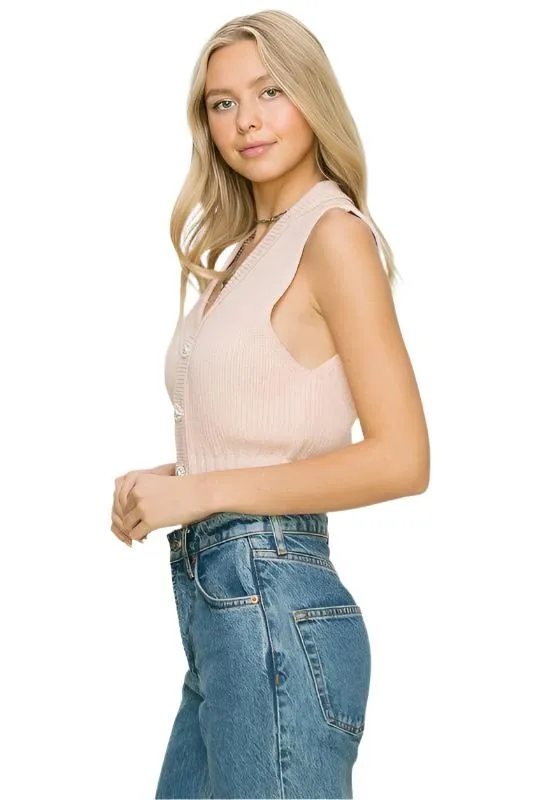 Button Up Cropped Vest