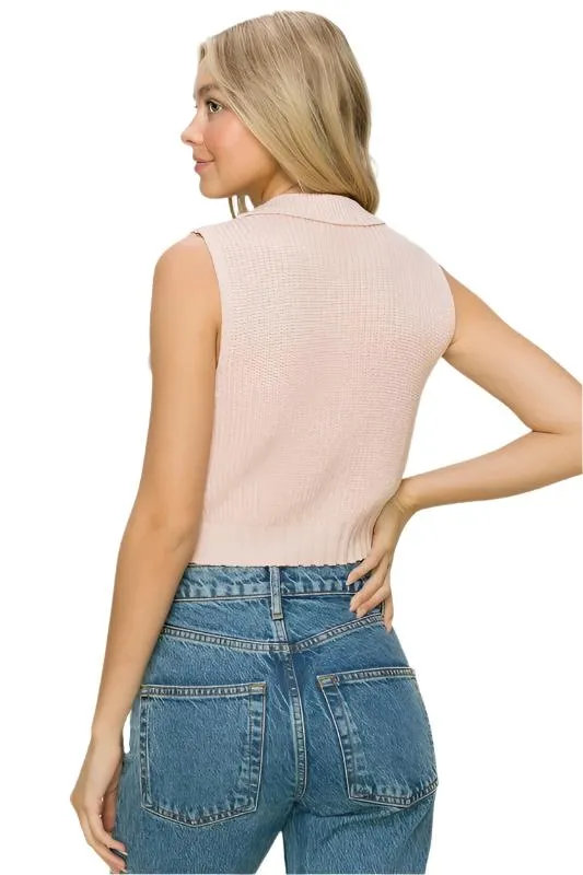 Button Up Cropped Vest