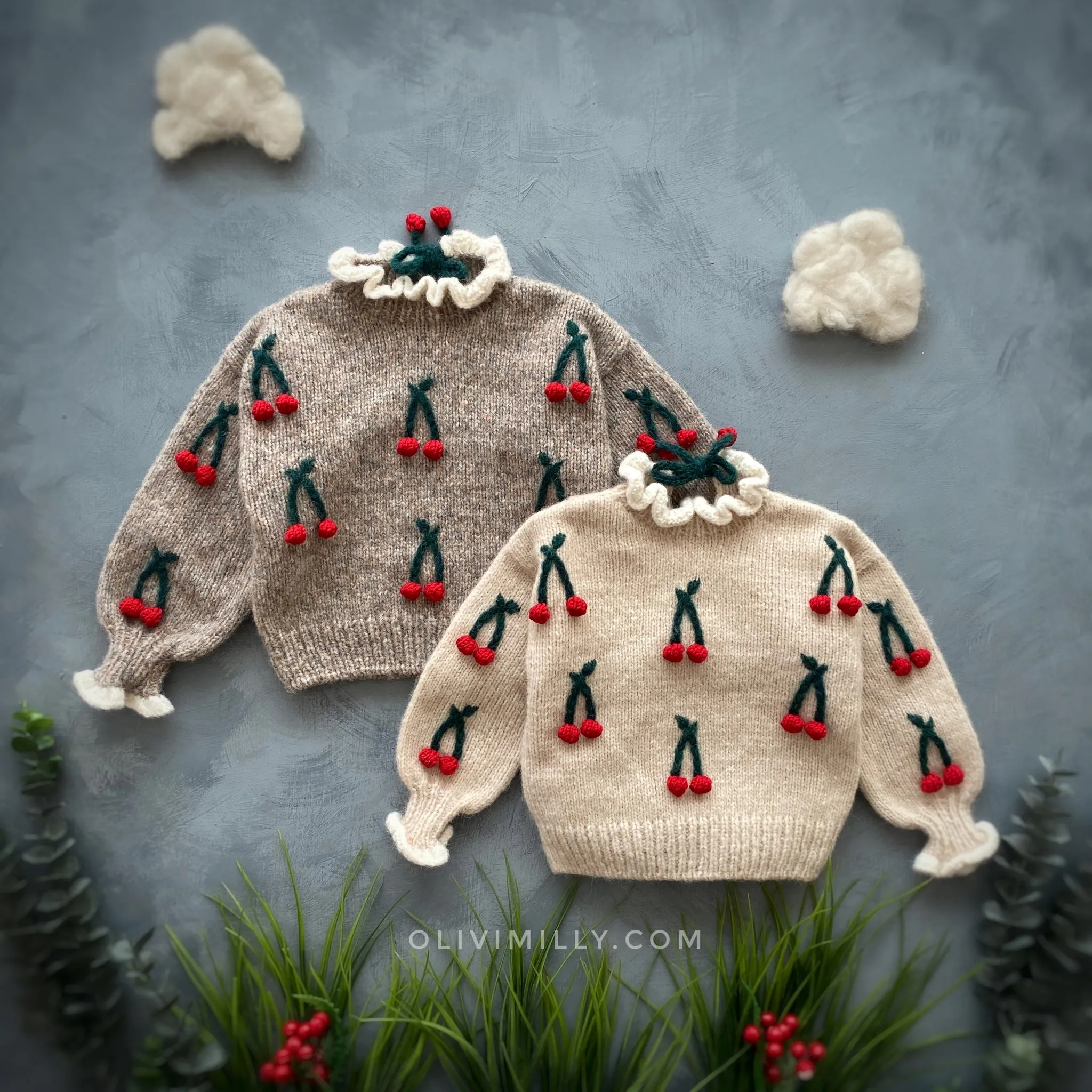 Cherries pullover | Beigebrown