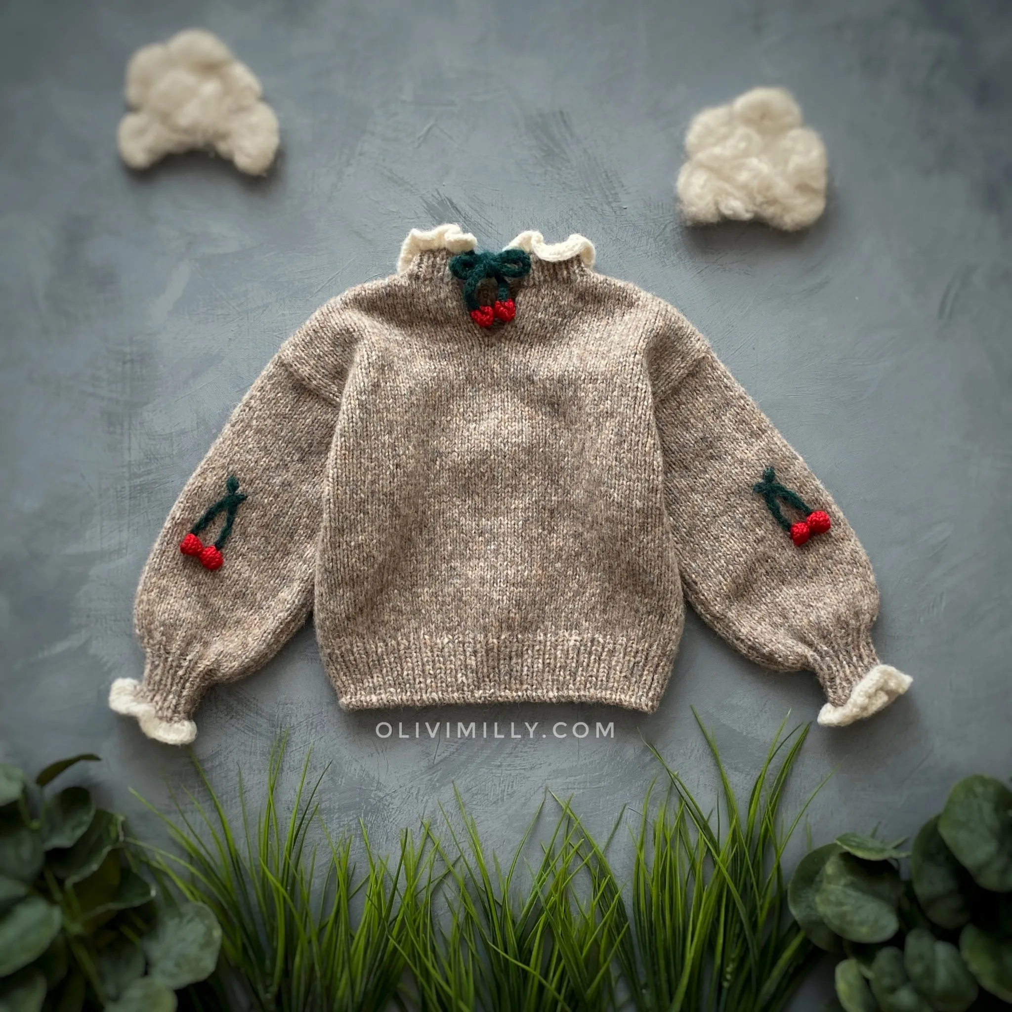 Cherries pullover | Beigebrown
