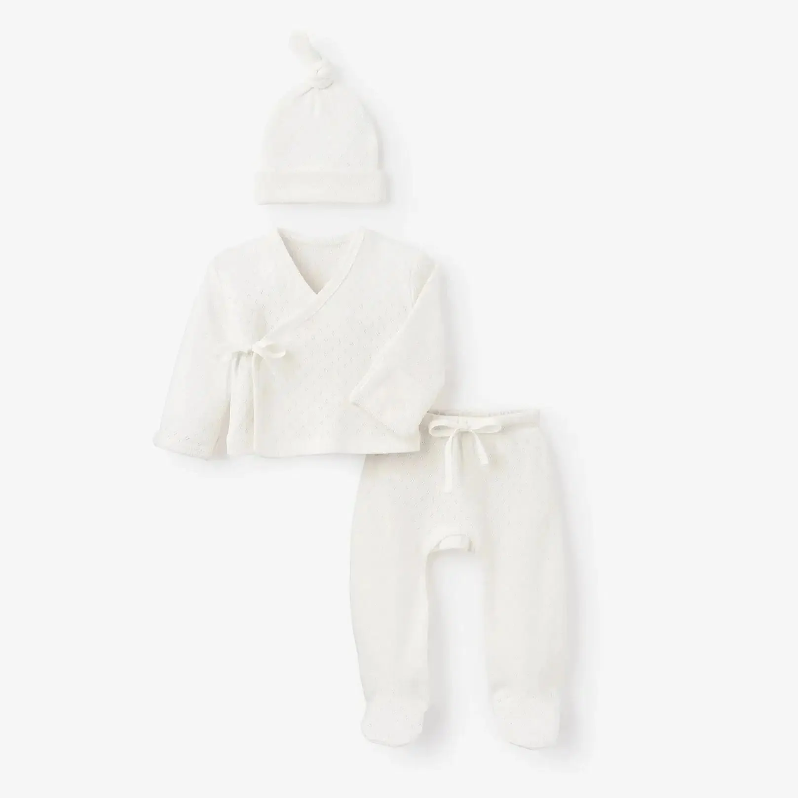 Elegant Baby - Preemie Boxed Organic Pointelle Take Me Home Set - White