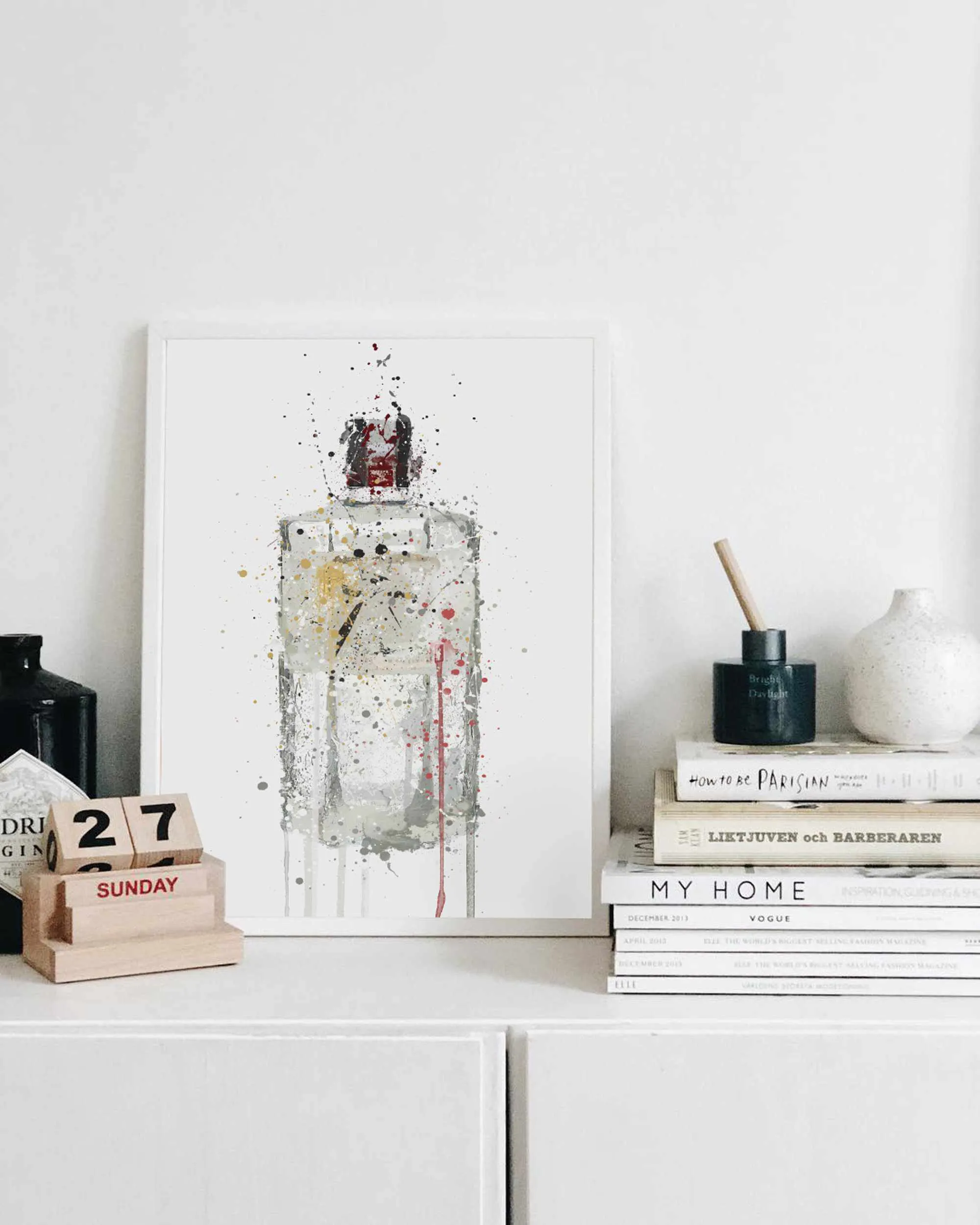 Gin Bottle Wall Art Print 'Hexagon'