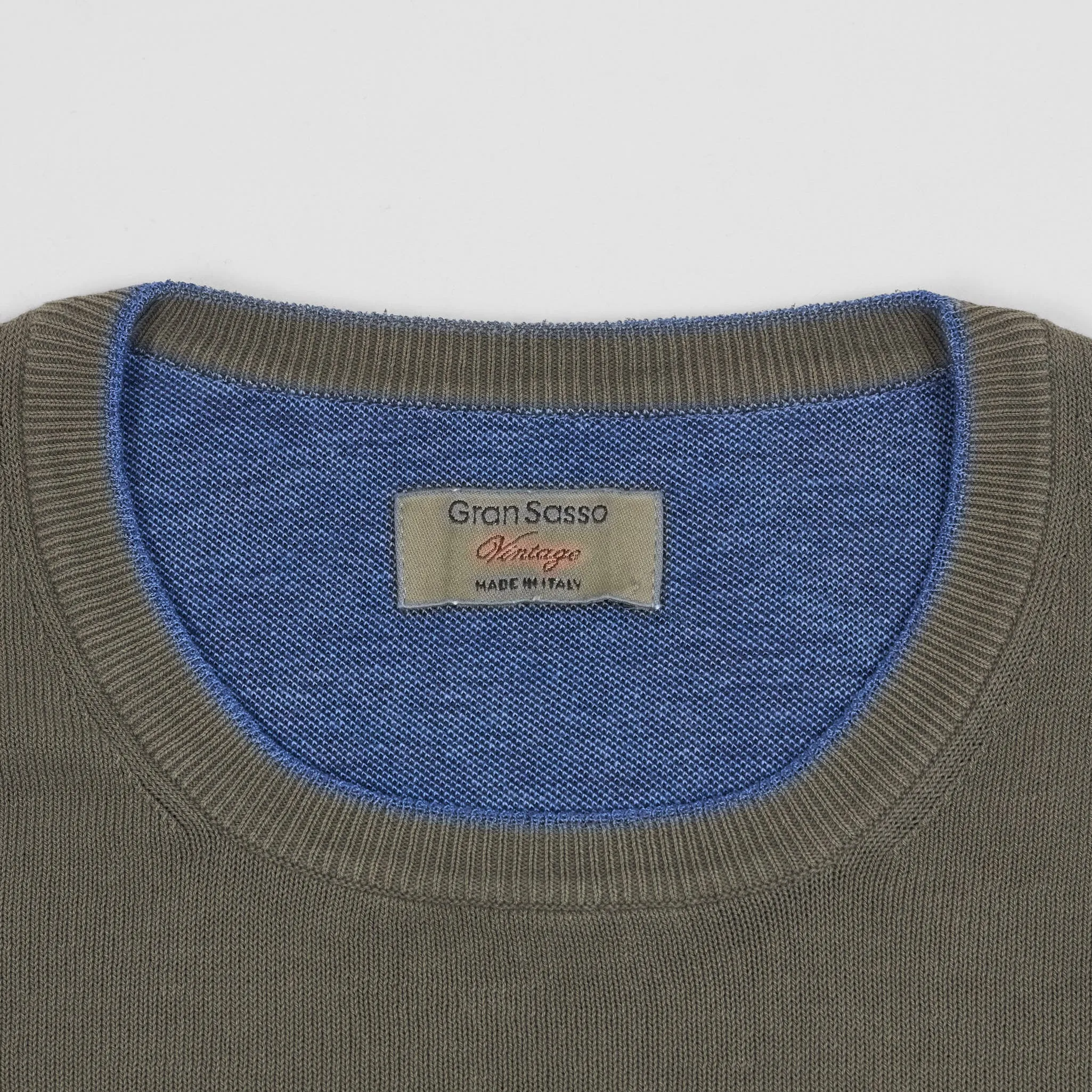 Gran Sasso Crew Neck Knitted Cotton Pullover With Elbow Reinforcement