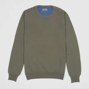 Gran Sasso Crew Neck Knitted Cotton Pullover With Elbow Reinforcement