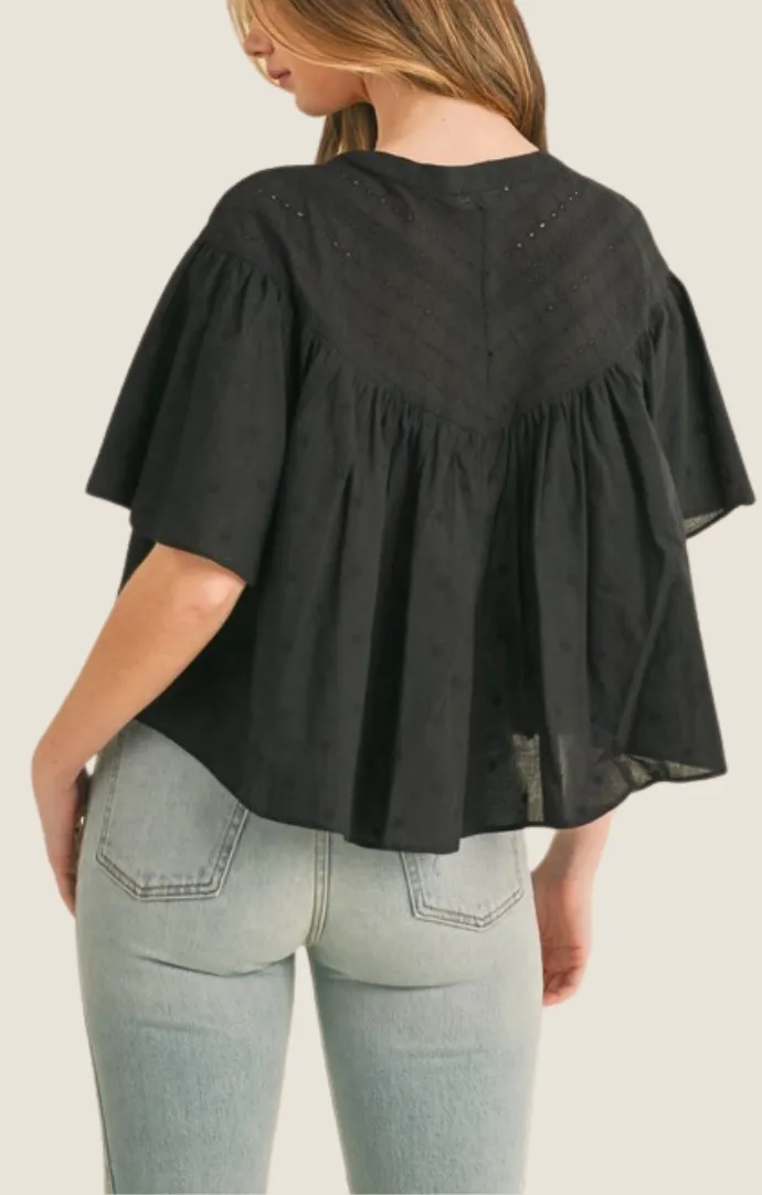 Kylie Black Flowy Blouse