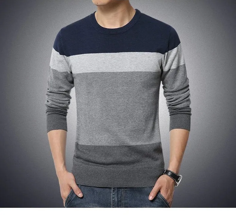 Men's Autumn Casual Striped Slim Fit Pullover