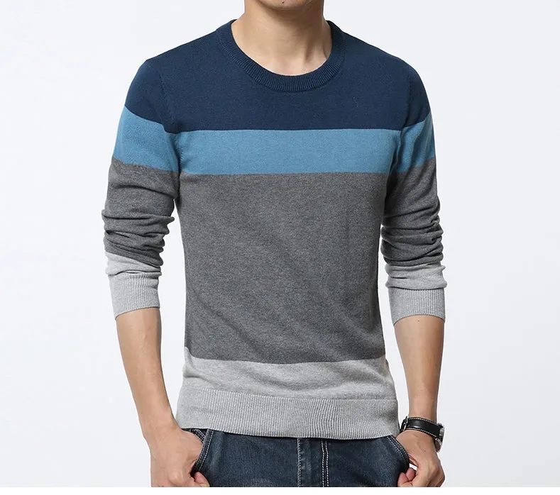 Men's Autumn Casual Striped Slim Fit Pullover