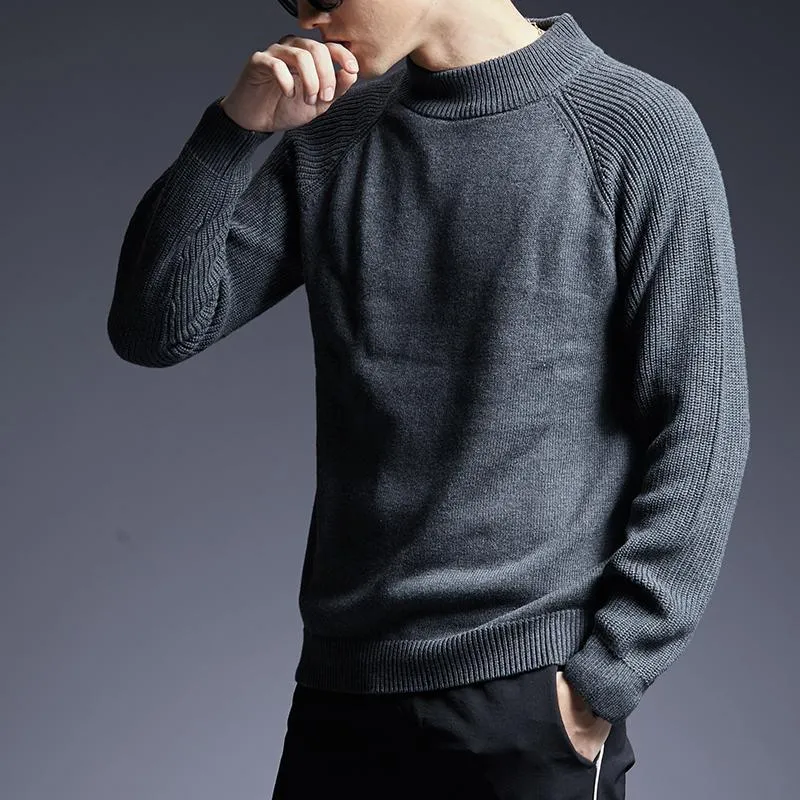 Men's Autumn Casual Sweater With High Neck Collar
