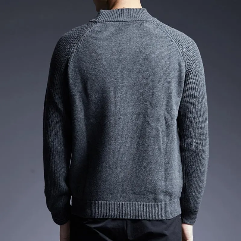 Men's Autumn Casual Sweater With High Neck Collar