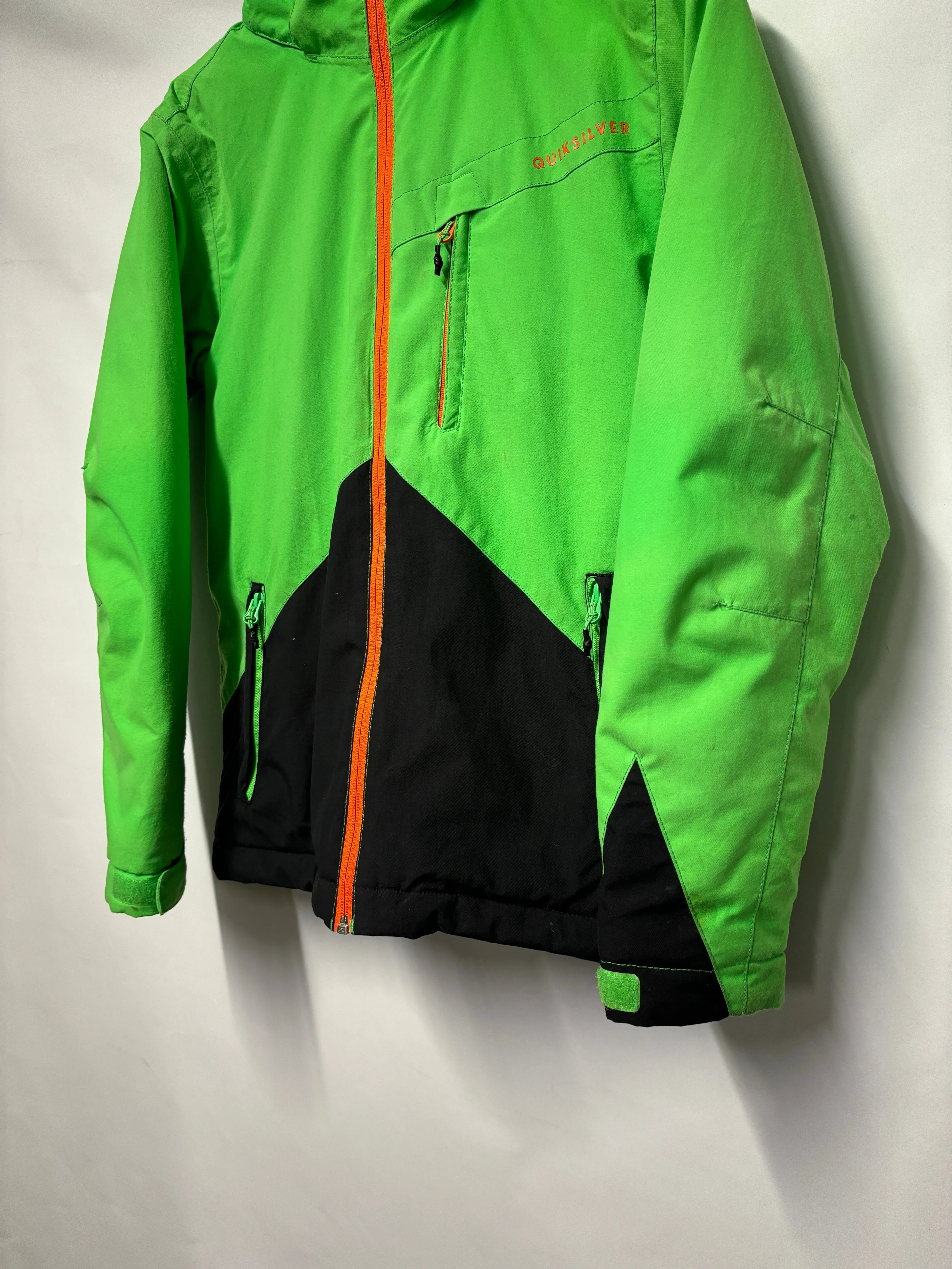 Quicksilver Green, Black and Orange Ski Jacket 12/ Large
