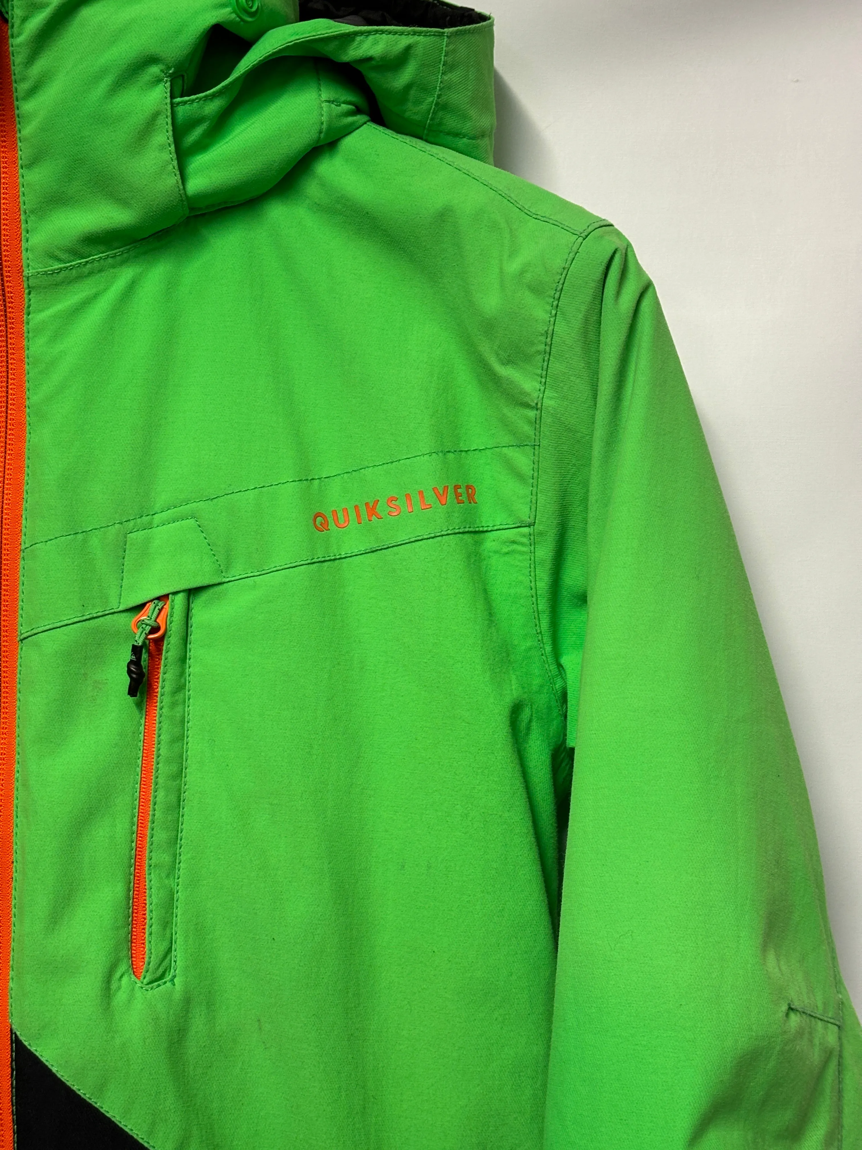 Quicksilver Green, Black and Orange Ski Jacket 12/ Large