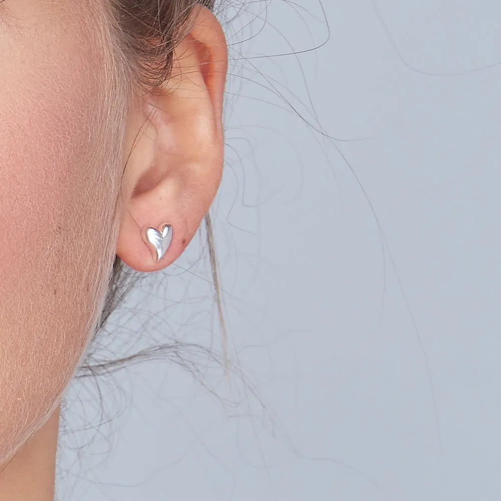 Simply Heart Silver Stud Earrings